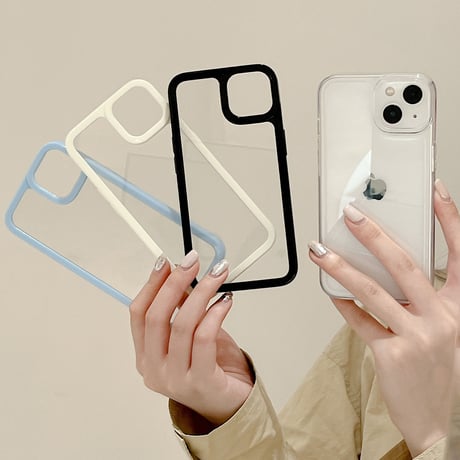 頑丈黄ばまないiphone14/13proケース 透明 アクリル素材 アイフォン12/11カバー  カラー枠 お揃い 男女向け 持ち運びやすい[M2942]