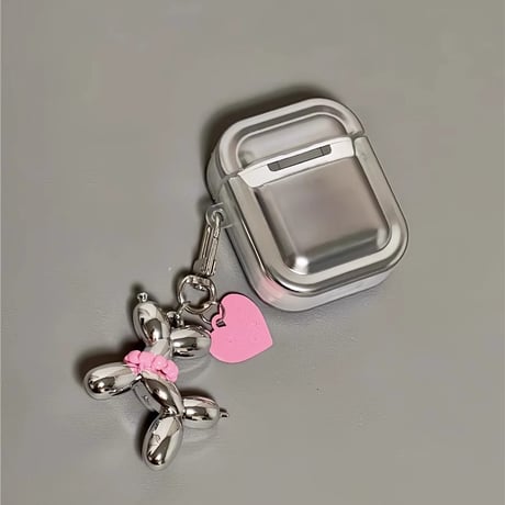 犬ちゃん Airpods 4 ケース  チャーム付  メッキシルバー AirpodsPro2/Pro1カバー  Airpods3/2  プレゼントにおすすめ[M4701]