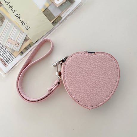 ハート型 小銭入れ AirPodsPro2/第3代ケース レザー ストラップ付  airpods保護カバー 耐久性あり シック ギフトにおすすめ[M3691]