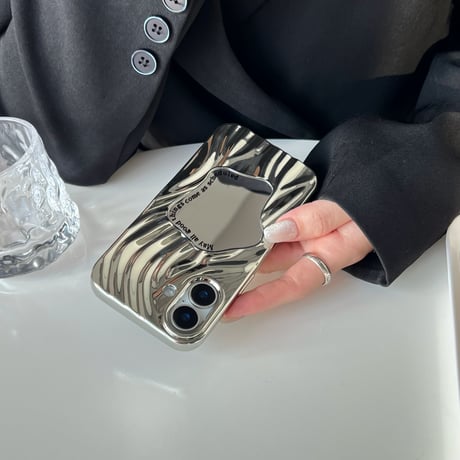 ミラー iPhone16/iPhone16Plus/16Proケース おしゃれ 水紋 アイフォン15Pro/14pro/13/12カバー メッキ シック[M4717]