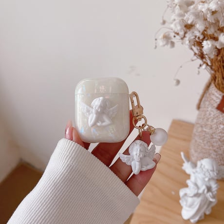天使 貝殻紋 Airpods3ケース  おしゃれキラキラ AirpodsPro2カバー 可愛いangel 綺麗 頑丈 [M2538]
