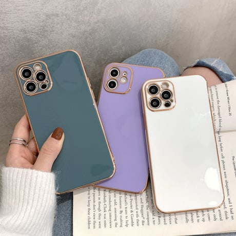 シンプル風ツヤあり iphone12pro/SE2ケース 金色枠ツヤ高級感アイフォン11promax/XSMAXカバー  頑丈耐久性耐衝撃ソフトケース M307
