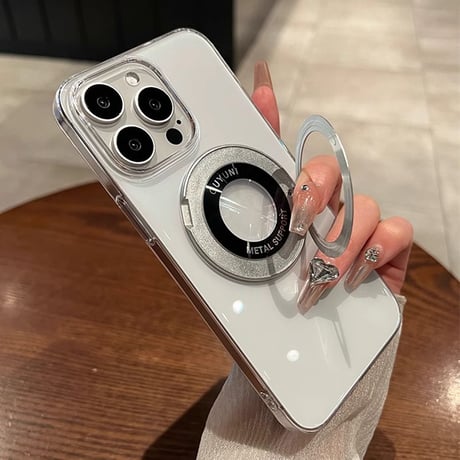クリア iPhone15pro/15promaxケース MagSafeリングスタンド付 iPhone14pro/13/12カバー 黄ばまない 薄型 [M4127]