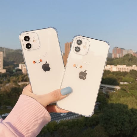 高透明笑顔 iphone13mini/13promaxケース 四角耐衝撃 iphone12/11proカバー   シンプルコーデM1064
