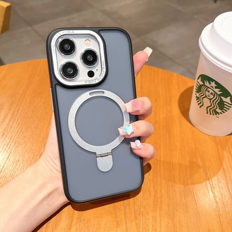 高品質MagSafe スタンドiPhone15/15Proケース 指紋防止 iPhone14Pro/13/12Proカバー 高機能 シンプル 高級感 [M3820]
