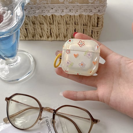韓国っぽい Airpods4ケース 花柄 AirpodsPro2ケース エアーポッズ3/2 かわいい ギフトにおすすめ[M5559]