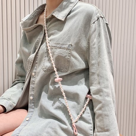 肩掛けストラップ  ローグストラップ 真珠 ハンドメイド おしゃれ  便利  携帯ストラップ  女子力アップ  落下防止  全機種対応  頑丈[M2960]