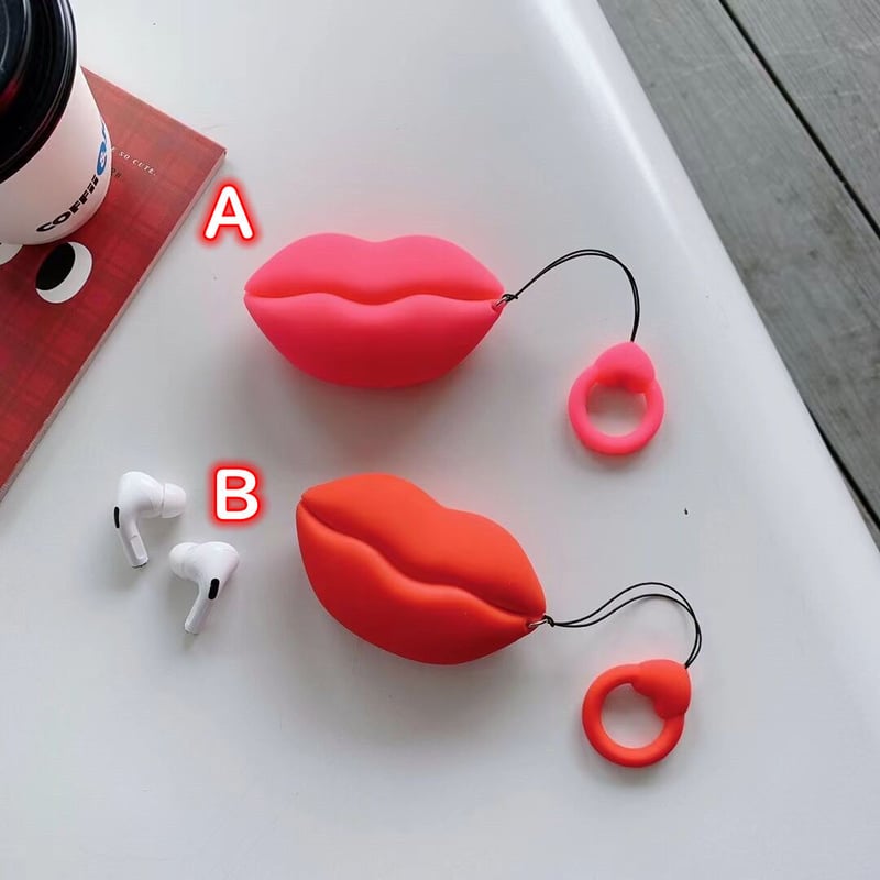 AirPods pro2 片耳ケース 【唇ケース付】 くちびる airpodsproケース 紅唇 airpodsカバー リング付き 個性
