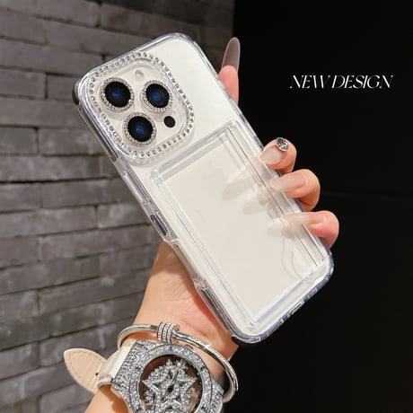 ジュエリー カード収納 iPhone16Pro/16ケース クリア iPhone15pro/14pro/13カバー シンプル風 おしゃれ 丈夫 [M5170]