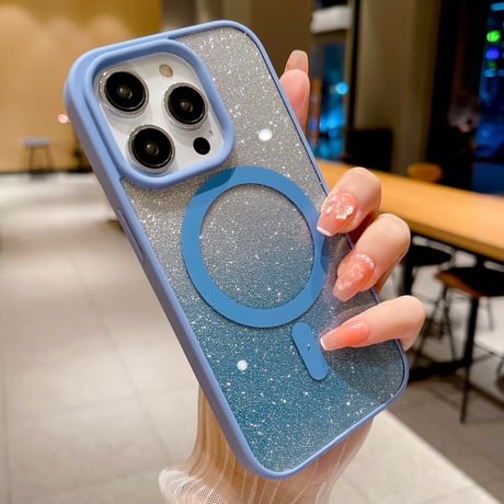 MagSafe対応 iPhone15/15proケース  キラキラインナーシート付 iPhone14/13/12proカバー 黄ばまないクリアケース[M3684]