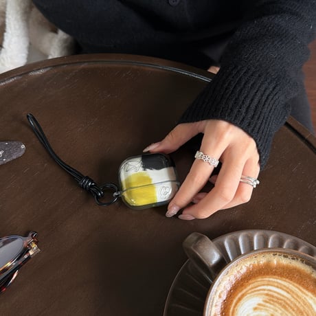 カラーブロッキング AirPodsPro3ケース 上品 シック Airpods4/3ケース  AirpodsPro2/Pro1カバー  ストラップ付 可愛い[M5961]