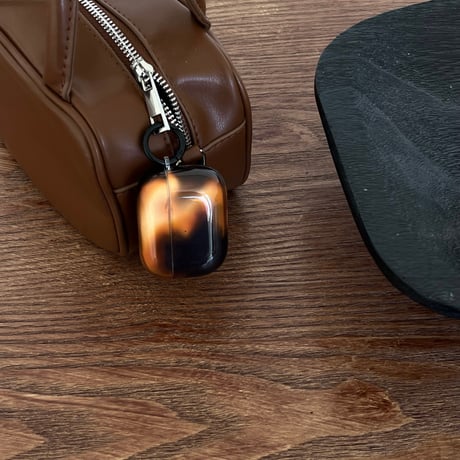 ぼかしブラウン Airpods 4ケース 琥珀色 Airpodspro2/proカバー Airpods3/2 高級感ストラップ 光沢感ある[M4851]