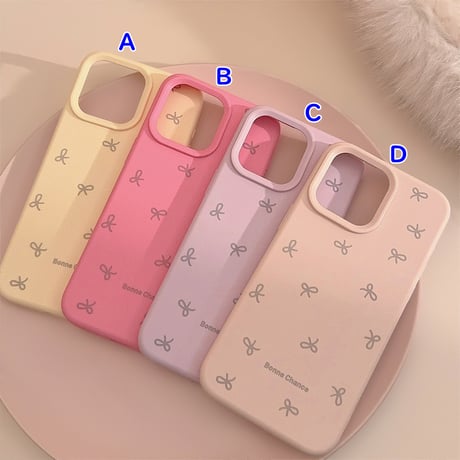 淡色系 iPhone16/16Proケース リボン柄 指紋防止 iPhone15/14Pro/13/12カバー 女子力高い シンプル風[M4793]