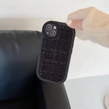 セレブ愛用 iphone14/14proケース  ツイード生地 iphone13/12/11カバー シンプル風  高級感 耐久性[M2368]