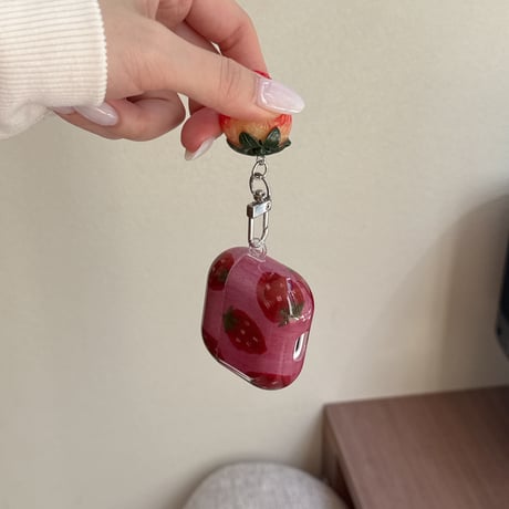 ストーベリー AirPodsPro3ケース イチゴ柄 キーホルダー Airpods4/3ケース  AirpodsPro2/Pro1カバー  美味しそう ギフトにおすすめ [M5936]