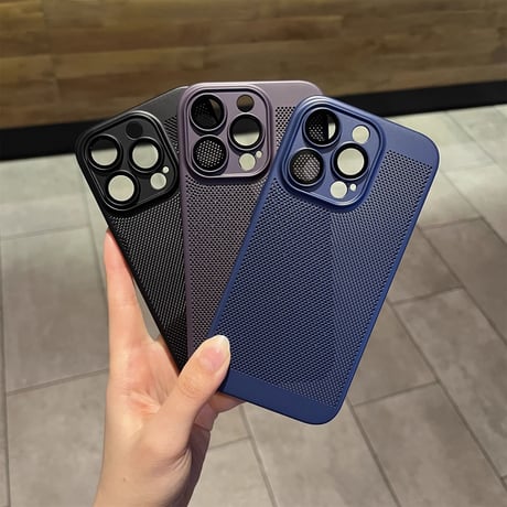 放熱 iPhone15Pro/15ProMaxケース メッシュケース カメラレンズ保護 iPhone14/13/12proカバー 耐衝撃 指紋防止  薄型軽量 [M3569]
