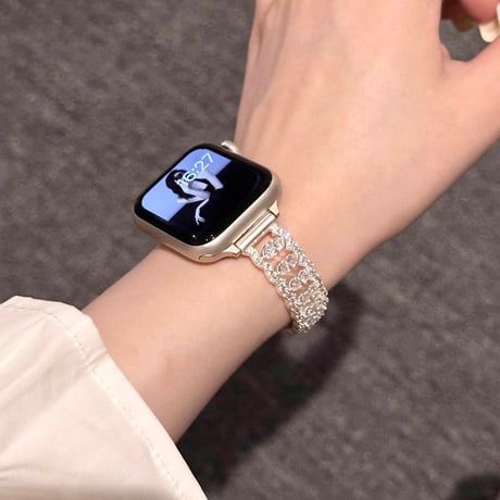 ダイヤ透かし彫り AppleWatchバンド 高級感高品質 AppleWatchベルト Ultra3/2/1 Series 11/10/9/8 SE3/2  キラキラ  美しい[M6203]