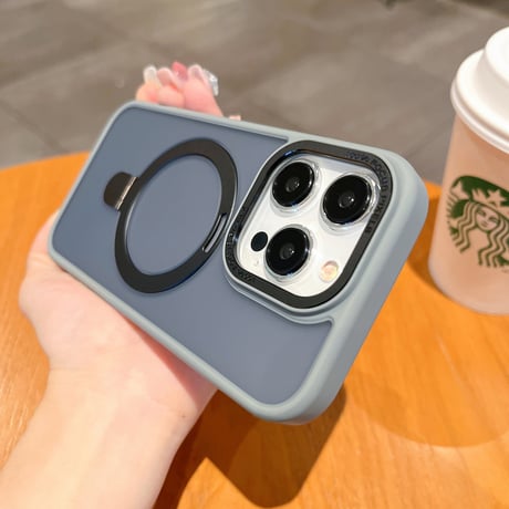 高品質MagSafe スタンドiPhone15/15Proケース 指紋防止 iPhone14Pro/13/12Proカバー 高機能 シンプル 高級感 [M3820]