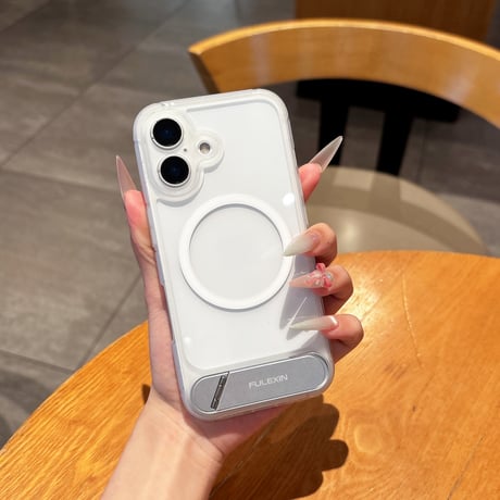 スタンド付 iPhone16/16proケース Magsafe対応 iPhone15promax/14/13proカバー 指紋防止マット シンプル風 男女兼用 [M5347]