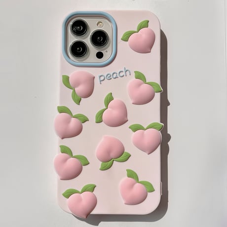 ピーチ桃 iphone14/13ケース 立体感可愛い iPhone12/11カバー 頑丈 シリコン キュート プレゼントにおすすめ[M2914]