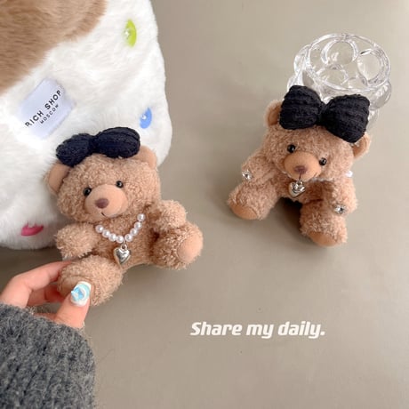 クマぬいぐるみ Airpods4/3/Pro2ケース  もこもこ エアーポッズケース 柔らかい 手さわりいい プレゼントにおすすめ[M3785]