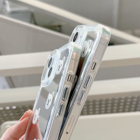 bearミラー iphone14max/13proケース 高級感 アイフォン12/11カバー  オシャレ 艶あり ギフトにおすすめ  [M2091]