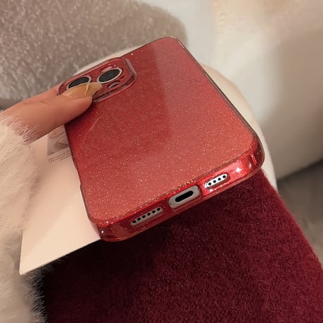 ワインレッド iPhone16pro/16ケース キラキラ ラメ入り アイフォン15pro/14/13promaxケース かわいい 女子力アップ [M5078]