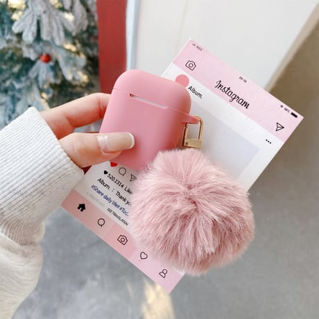 毛玉付 Airpods 4ケース ピンク 高品質シリコン Airpodspro2/proカバー Airpods3/2 充電口カバー付 可愛い[M4958]