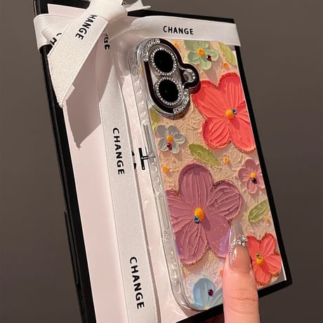 花柄 iPhone16/16Plusケース ダイヤレンズ枠 キラキラ iPhone15Pro/14/13pro/12ケース かわいい きれい[M4713]