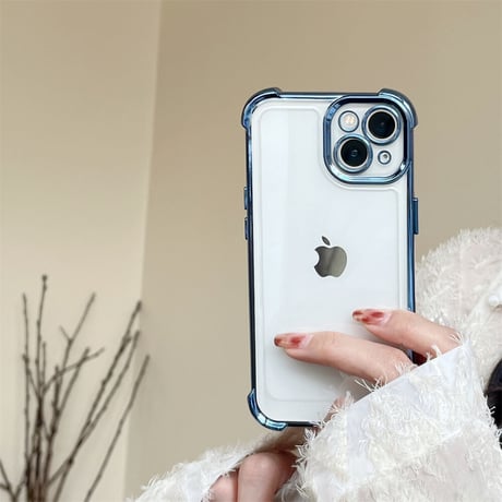 耐衝撃メッキ iPhone14/14proケース クリアアイフォン13/12/11カバー 黄ばまない シンプル風 使いやすい 男女向け[M2862]
