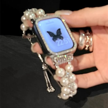 パール アップルウォッチバンド キラキラ Ultra2/1/SE(第2/1世代)/Series9/8/7/6/5/4/3/2/1 AppleWatchベルト 女子力高い[M4603]