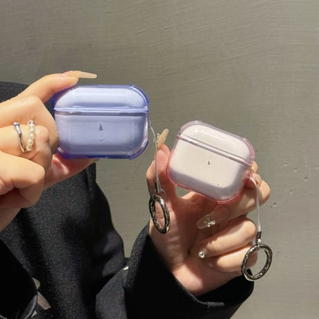 黄ばまない Airpods 4ケース リング付 高透明 AirpodsPro2ケース  シンプル風  airpods3カバー お揃い 全面保護 6色お揃い [M4769]