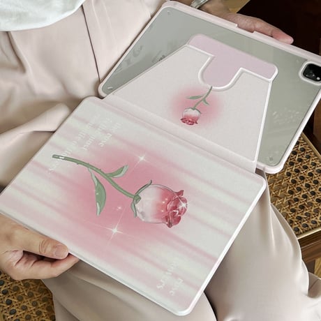 バラ柄 iPad9/8世代ケース アイパッドiPad mini第6世代カバー 10.5/10.2/9.7インチ  卓上スタンド  360度回転可 耐衝撃 折り曲げ防止[M2427]