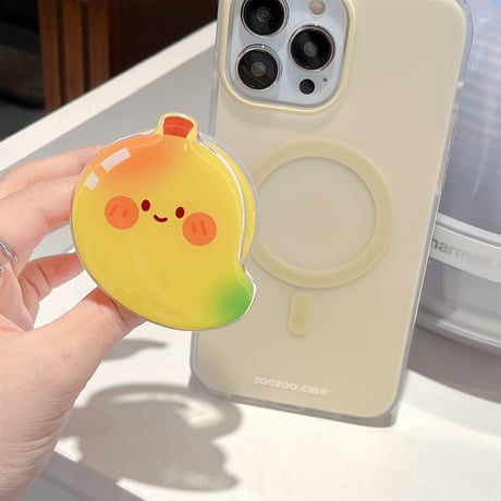 可愛い MagSafe対応スマホグリップ にこちゃん果物 磁石グリップ マグネット式スタンド 便利 ギフトにおすすめ[M4326]