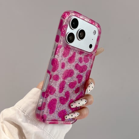キラキララメいりアニマル柄 iPhone17Pro/17ケース 豹柄 iPhone17ProMax/16Pro/15/14カバー 上品 丈夫 [M6451]