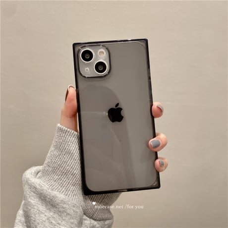 スクエア iPhone14Pro/15ケース 透明 シンプル アイフォン13/12/11promaxクリアカバー 使いやすい 男女兼用 ツヤあり[M2666]