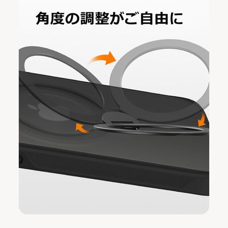 iPhone16Pro/15ProMaxケース MagSafeリングスタンド付き 指紋防止 耐衝撃 多機能便利 14/13/12pro[M3538]
