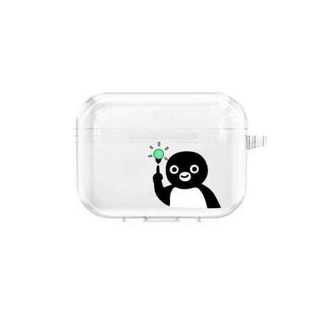 ペンギン Airpods 4カバー 蓋を開けると光る AirpodsPro2/3ケース 可愛い 面白い クリアケース ショルダーチェーン [M4863]