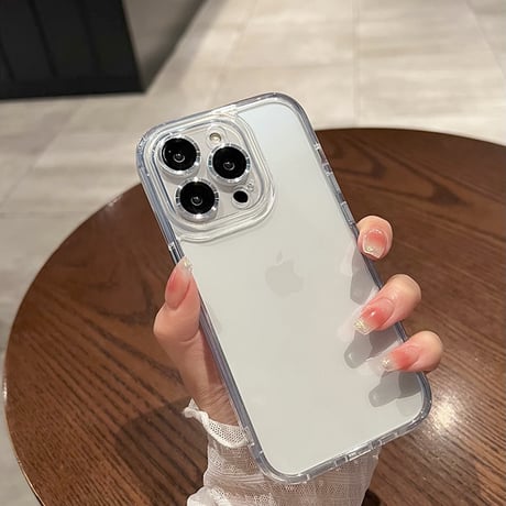 iPhone15pro/15promaxクリアケース ガラスレンズフィルム付 高透明度 黄ばまない[M3469]