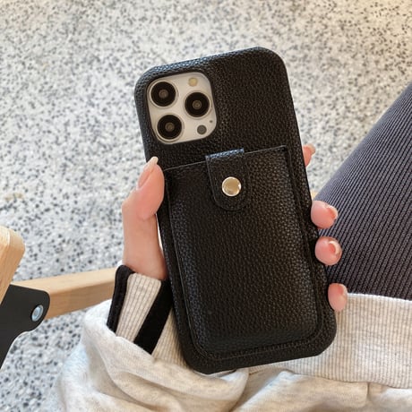 カードポケット付 アイフォン14/14promaxケース ICカード3枚収納 iPhone13mini/12/11proカバー レザー シンプル 高級感 実用 [M2460]