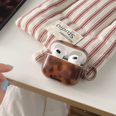【Airpods 4】べっ甲 Airpods3/2ケース 艶感 airpodspro2/1カバー リング付き おしゃれ ギフトに最適[4402]