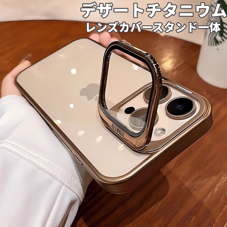 レンズカバースタンド一体型 iPhone16Pro/15ProMaxケース iPhone14pro/13promax/12クリアケース 耐久性 頑丈[M3539]