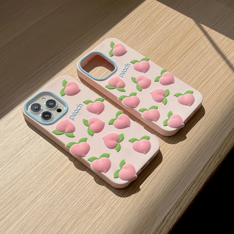 ピーチ桃 iphone14/13ケース 立体感可愛い iPhone12/11カバー 頑丈 シリコン キュート プレゼントにおすすめ[M2914]