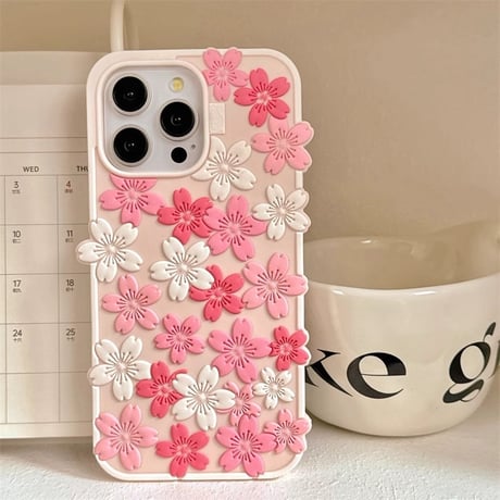桜花 iPhone16pro/16ケース  ピンク iPhone15pro/14/13promaxカバー 大人可愛い 丈夫 女子力高い[M5288]