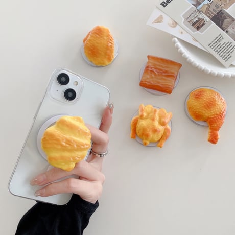 食べ物スマホグリップ マグセーフ式 折り畳み式グリップトーク 卓上スタンド機能付き 耐久性あり プレゼントにおすすめ[M3681]