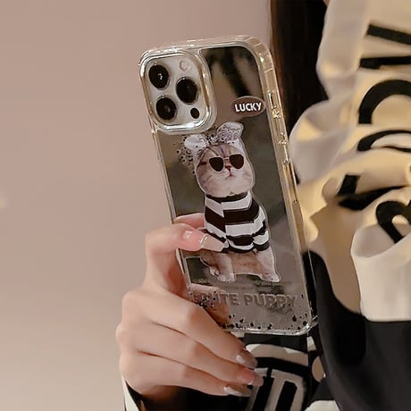 鏡 猫ちゃん iphone14/13proケース 頑丈 アイフォン12pro/11カバー カッコイイ かわいい ギフトにおすすめ[M3408]