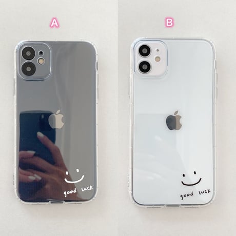 さりげないお揃い iphone13mini/14proクリアケース  笑顔 iphone12/11promaxケース   耐衝撃 シンプル M1063