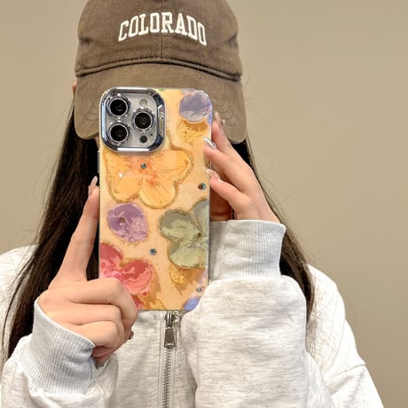 油絵の花 iPhone15/15proケース 美しい iPhone14promax/13pro/12ケース 艶感 春夏コーデ [M4139]