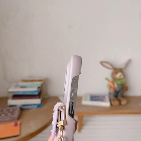 ツイードカード入れ iPhone15/14proケース セレブ愛用 レザーアイフォン12/13pro/11カバー ショルダーストラップ付 高級感 [M3497]