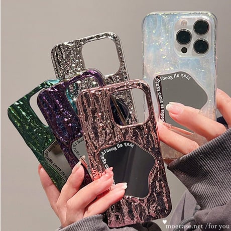 高級感ミラーiphone14/13proケース 立体皺 エンボス加工 アイフォン12/11カバー  オシャレ 頑丈 高品質 Girlsに大人気[M3016]